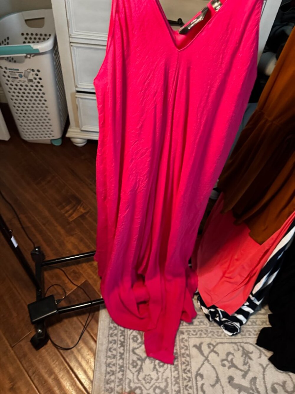 Mlle Gabrielle Pink Handkerchief Hem Boho Maxi Dress (3X) - Picture 2 of 4